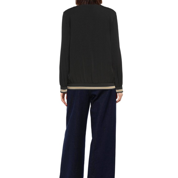 Athleisure crepe blouse/top with striped cuffs/hem WORN ONCE EUC Spring Trend 25 - Picture 3 of 8